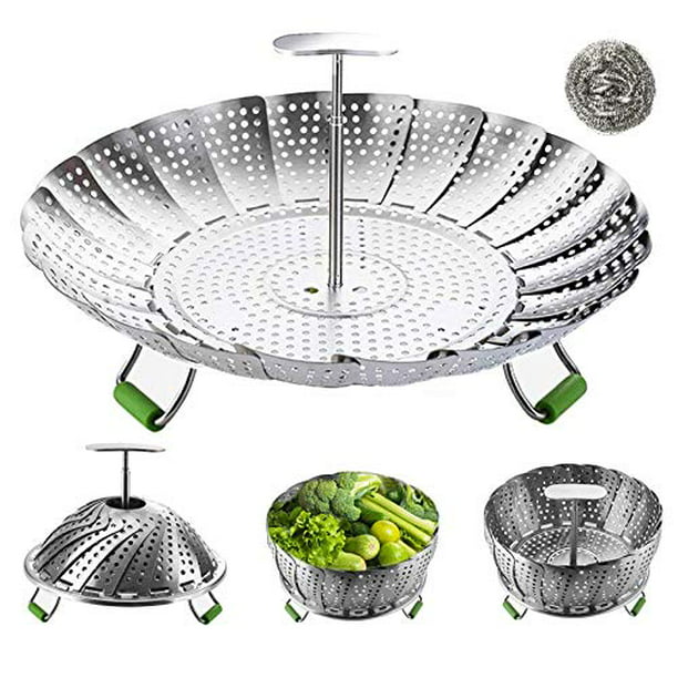 Vegetable Steamer Basket Stainless Steel Folding Dish Vegetable Food Steamer New